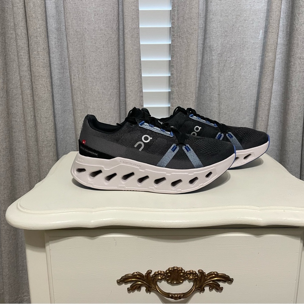 On Running Charcoal and Navy Athletic Shoes
